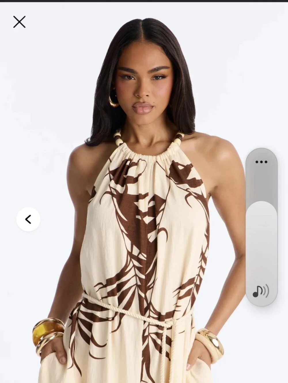 Fashion Nova Cream & Brown Halter Swim Coverup